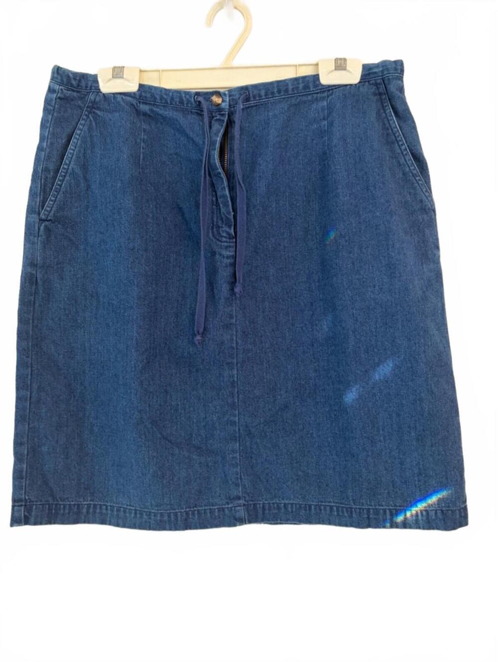 Talbots Medium Blue Denim Skirt with Drawstring Casual Classic Midi Style